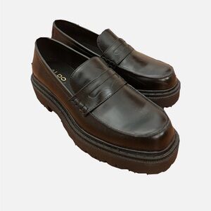 ALDO Women’s Chunky Black Leather Loafers 7.5